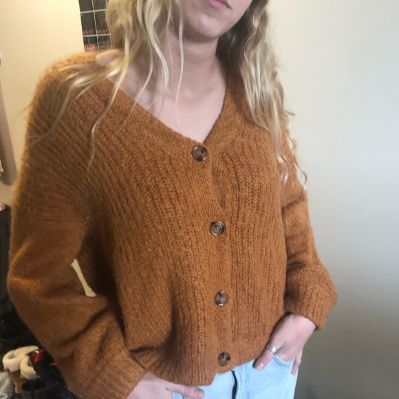 Burnt orange button sweater - Picture 2 of 3